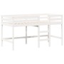 Cama alta escalera y techo madera maciza pino blanca 90x190 cm
