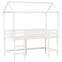 Cama alta escalera y techo madera maciza pino blanca 90x200 cm
