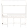 Cama alta escalera y techo madera maciza pino blanca 90x200 cm
