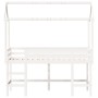 Cama alta escalera y techo madera maciza pino blanca 80x200 cm