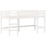 Cama alta escalera y techo madera maciza pino blanca 80x200 cm