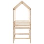 Cama alta con escalera y techo madera maciza de pino 90x190 cm