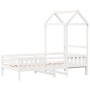 Estructura de cama con techo madera de pino blanco 100x200 cm