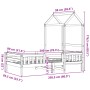 Estructura cama con techo madera maciza pino marrón 80x200 cm