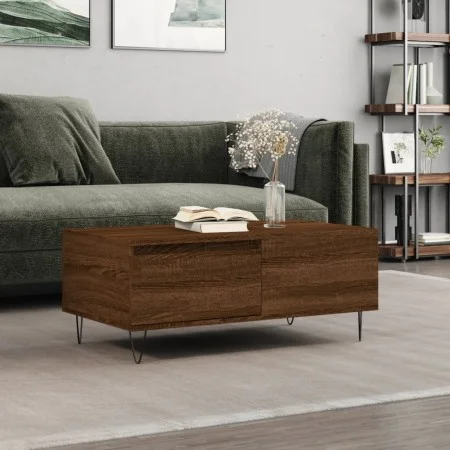 Mesa de centro madera contrachapada marrón roble 90x50x36,5 cm de vidaXL, Mesas de centro - Ref: Foro24-830811, Precio: 49,21...