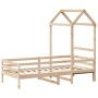 Sofá cama con techo madera maciza de pino 90x200 cm