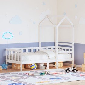 Sofá cama madera maciza de pino blanco 80x200 cm Sofá cama madera maciza de pino blanco 80x200 cm