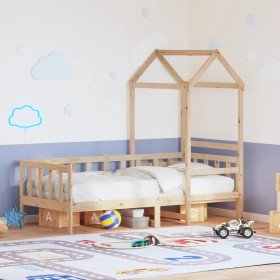 Sofá cama con techo madera maciza de pino 90x190 cm Sofá cama con techo madera maciza de pino 90x190 cm