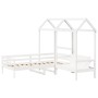Set de sofá cama con banco y techo madera pino blanco 80x200 cm