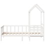 Set de sofá cama con banco y techo madera pino blanco 80x200 cm