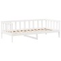 Set de sofá cama con banco y techo madera pino blanco 80x200 cm