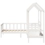 Set de sofá cama con banco y techo madera pino blanco 80x200 cm