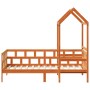 Sofá cama con techo madera maciza pino marrón cera 90x200 cm