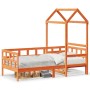 Sofá cama con techo madera maciza pino marrón cera 80x200 cm