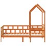 Sofá cama con techo madera maciza pino marrón cera 80x200 cm