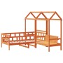 Sofá cama con techo madera maciza pino marrón cera 90x200 cm