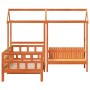 Sofá cama con techo madera maciza pino marrón cera 90x200 cm
