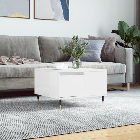 Mesa de centro madera contrachapada blanco brillo 55x55x36,5 cm de vidaXL, Mesas de centro - Ref: Foro24-830750, Precio: 60,7...