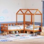 Sofá cama con techo madera maciza pino marrón cera 80x200 cm