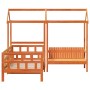 Sofá cama con techo madera maciza pino marrón cera 80x200 cm