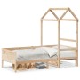 Sofá cama con techo de madera maciza de pino 80x200 cm