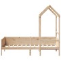 Sofá cama con techo de madera maciza de pino 80x200 cm