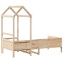 Sofá cama con techo de madera maciza de pino 80x200 cm