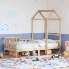 Sofá cama con techo madera maciza de pino 90x200 cm Sofá cama con techo madera maciza de pino 90x200 cm