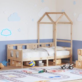 Sofá cama con techo madera maciza de pino 90x200 cm Sofá cama con techo madera maciza de pino 90x200 cm