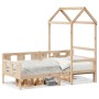 Sofá cama con techo de madera maciza de pino 80x200 cm
