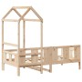 Sofá cama con techo de madera maciza de pino 80x200 cm