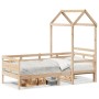 Sofá cama con techo madera maciza de pino 90x200 cm