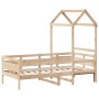 Sofá cama con techo madera maciza de pino 90x200 cm