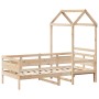 Sofá cama con techo madera maciza de pino 90x190 cm