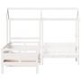 Set de sofá cama con banco y techo madera pino blanco 80x200 cm