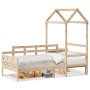 Sofá cama con techo madera maciza de pino 90x200 cm