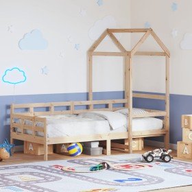 Sofá cama con techo de madera maciza de pino 80x200 cm en Camas y somieres | Comprar online en Foro24