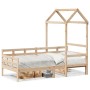 Sofá cama con techo de madera maciza de pino 80x200 cm