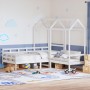 Set de sofá cama con banco y techo madera pino blanco 80x200 cm
