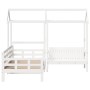 Set de sofá cama con banco y techo madera pino blanco 80x200 cm