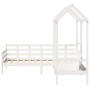 Set de sofá cama con banco y techo madera pino blanco 80x200 cm