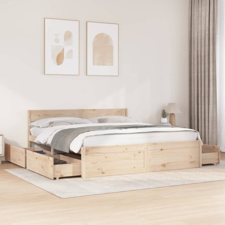 Estructura de cama sin colchón madera maciza de pino 200x200 cm
