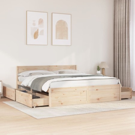Estructura de cama sin colchón madera maciza de pino 180x200 cm