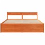 Cama sin colchón madera maciza de pino marrón cera 180x200 cm