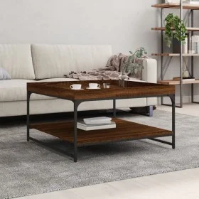 Engineered wood and iron brown oak coffee table 80x80x45 cm by vidaXL, Coffee table - Ref: Foro24-832817, Price: 45,11 €, Dis...