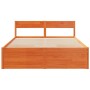 Cama sin colchón madera maciza de pino marrón cera 140x200 cm