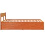 Estructura de cama sin colchón madera maciza marrón 135x190 cm