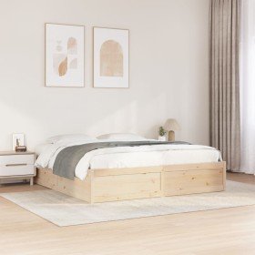 Estructura de cama sin colchón madera maciza de pino 200x200 cm Estructura de cama sin colchón madera maciza de pino 200x200 cm