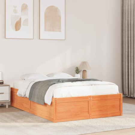 Estructura de cama sin colchón madera maciza marrón 135x190 cm en Camas y somieres | Comprar online en Foro24