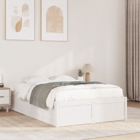 Estructura de cama sin colchón madera maciza blanca 120x190 cm en Camas y somieres | Comprar online en Foro24